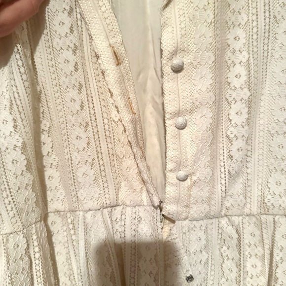 Jack Bryan Vintage Semi Sheer Lace Long Sleeve Maxi Dress Cream Size Large - Picture 6 of 10